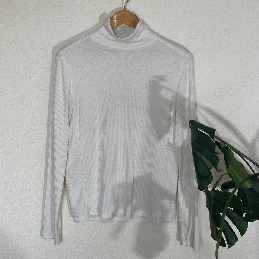 Madewell Ribbed Cotton Turtleneck Sweater Cream Size L